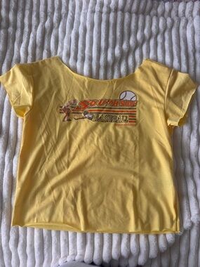 SHEIN Yellow 'Southside Baseball' Graphic Short Sleeve Tee